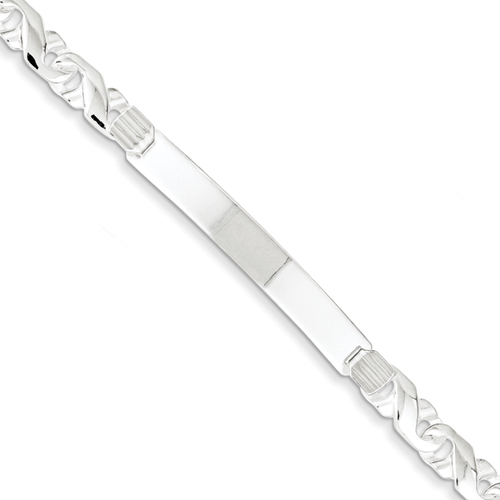 Sterling Silver Polished Fancy ID Link Bracelet