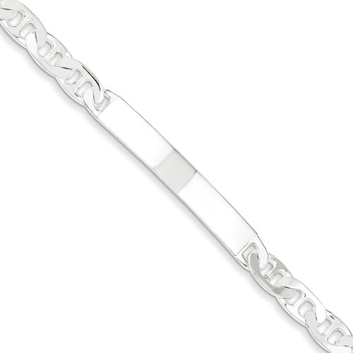 Sterling Silver Polished Anchor Link ID Bracelet