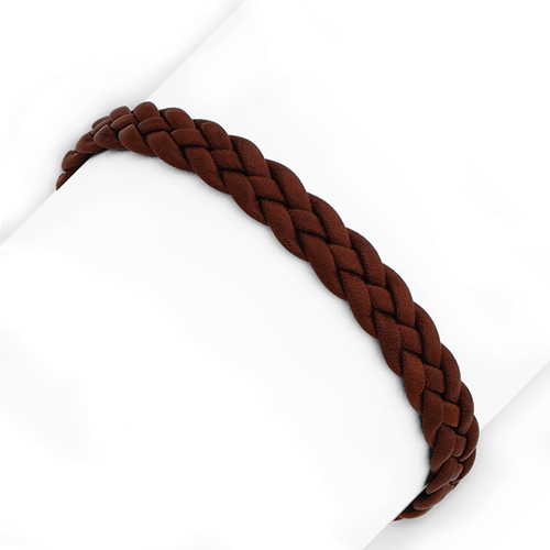 Sterling Silver Brown 7 Inch Braided Leather Bracelet