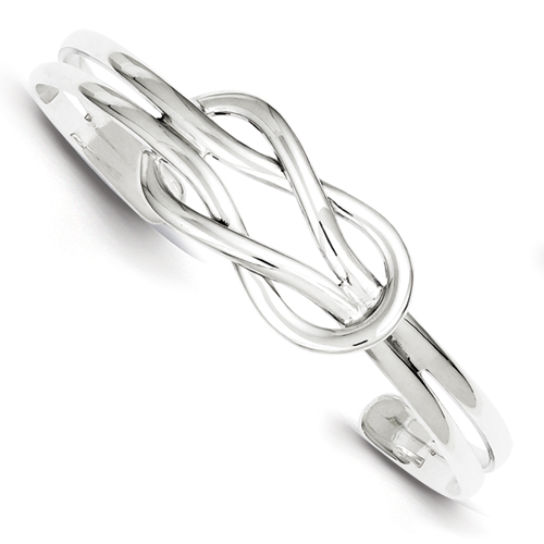 Sterling Silver 17mm Knot Design Cuff Bangle Bracelet