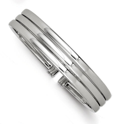 Sterling Silver 12.5mm Polished Cuff Bangle Bracelet