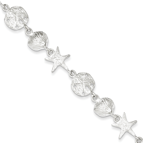 Sterling Silver 7inch Seashells Bracelet