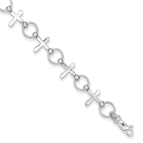 Sterling Silver 10mm Cross Bracelet