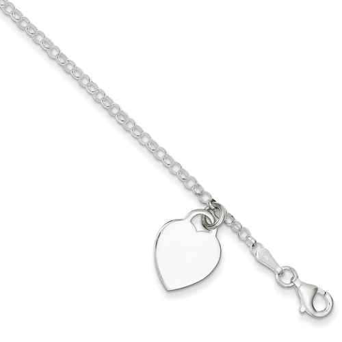 Sterling Silver 6 Inch with Pear Shape Lock Heart Childs Bracelet