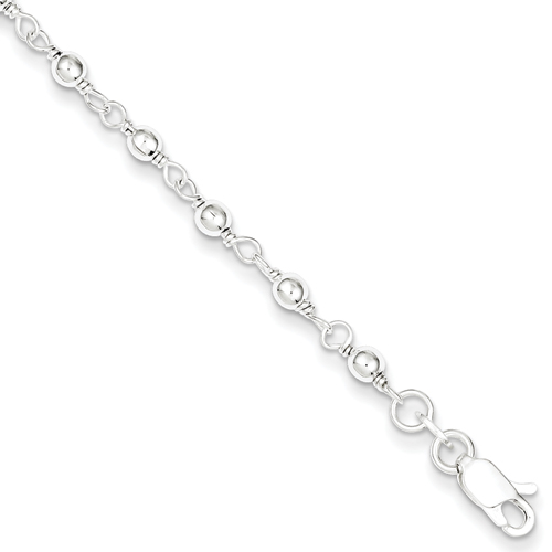 Sterling Silver 7.25 Inch Bead & Link Bracelet