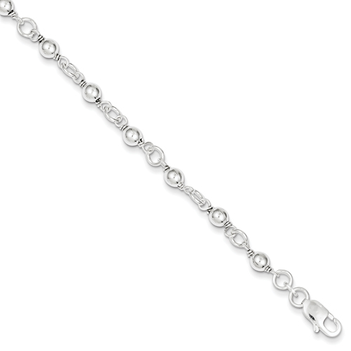 Sterling Silver 7 Inch Bead & Ball Bracelet
