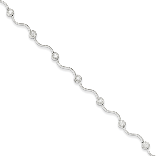 Sterling Silver 7.5 Inch Round CZ Bracelet