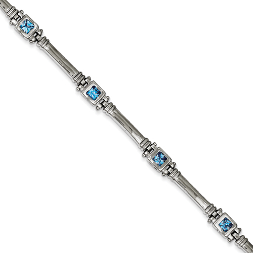 Sterling Silver 7.25 Inch Blue Topaz Bracelet