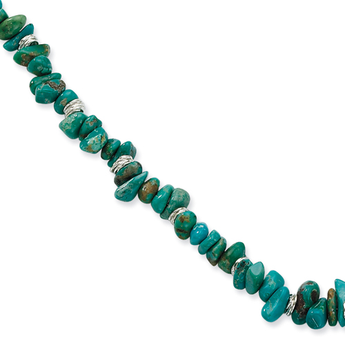 Sterling Silver 7.25 Inch Turquoise Chip Bracelet