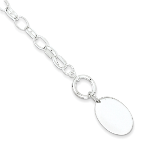 Sterling Silver Fancy Oval Disc Bracelet