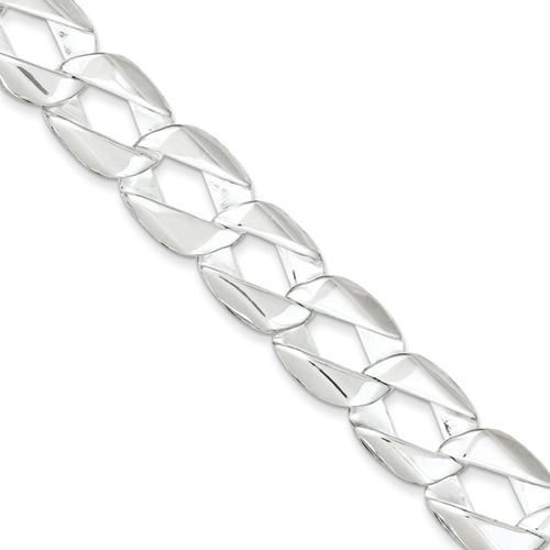 Sterling Silver 8.5 Inch Fancy Link Bracelet w/hook