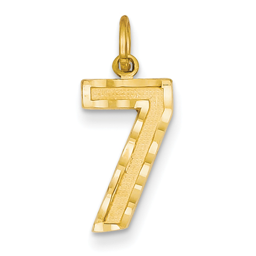 goldia 14k Yellow Gold Casted Medium Diamond Cut Number 7 Charm