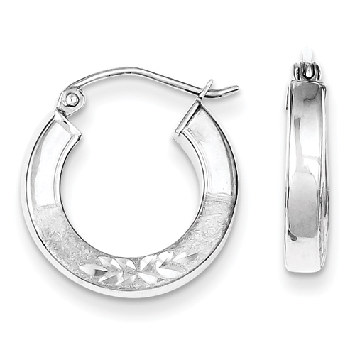 Sterling Silver Rhodium-plated Satin Finish 3.00mm D/C Tubed Hoop Earrings