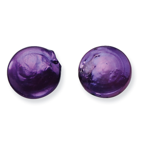 Sterling Silver Purple Cultured Freshwater Pearl Post Earrings