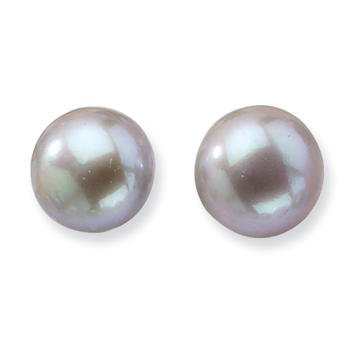 Sterling Silver 11mm Freshwater Cultured Silver Button Pearl Earrings