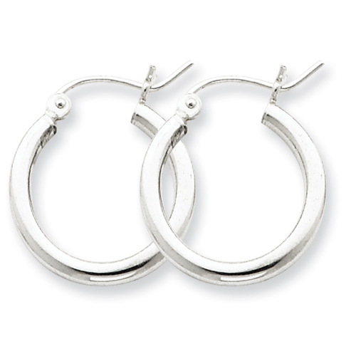 Sterling Silver Rhodium-plated 2mm Hoop Earrings