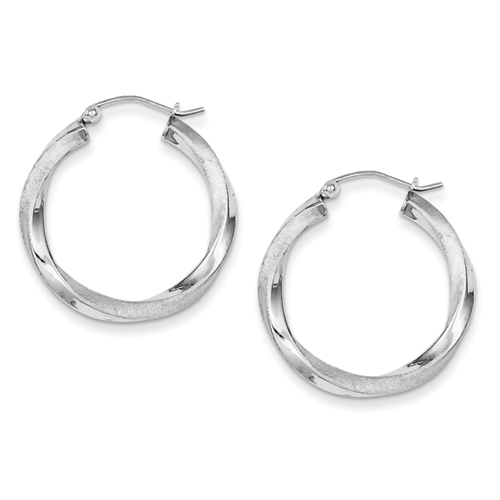 goldia Sterling Silver Rhodium-plated 3.00mm Polished & Satin Twisted Hoop Earrings
