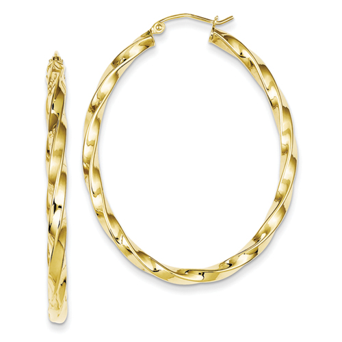 Sterling Silver Gold Plated Twisted Oval Hoop Earrings
