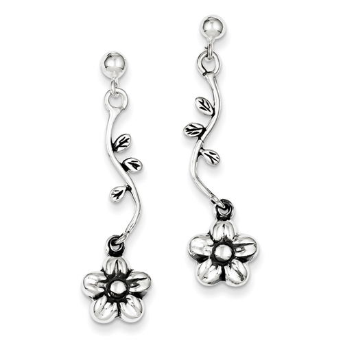 Sterling Silver Antiqued Floral Earrings