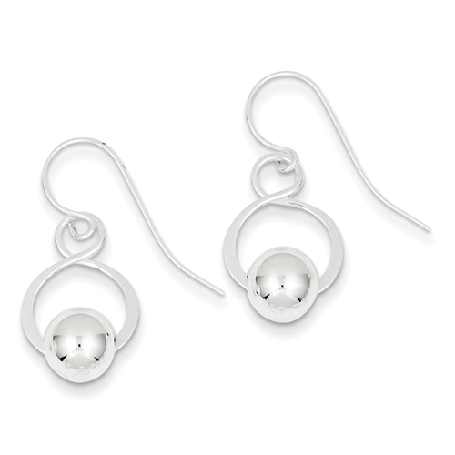 Sterling Silver Twist w/Bead Dangle Earrings