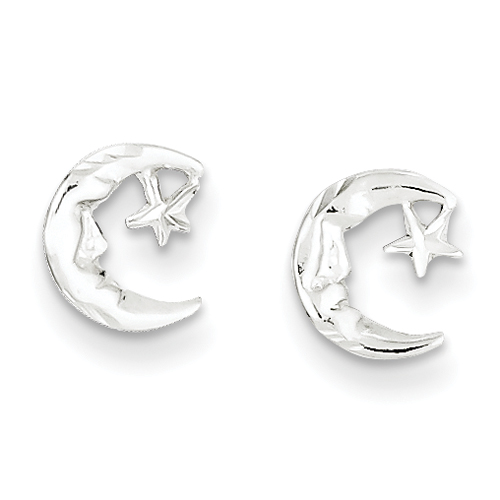 Sterling Silver Moon & Star Mini Earrings