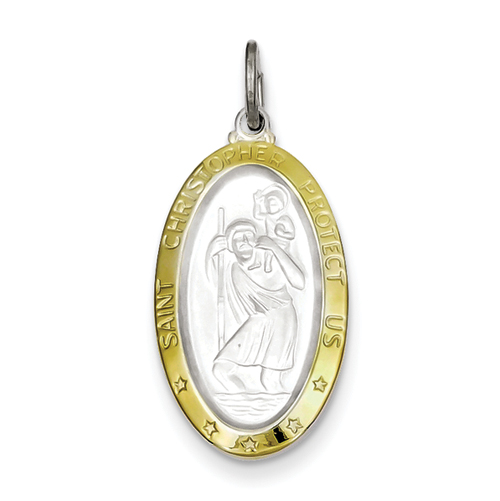 Sterling Silver & Vermeil St. Christopher Medal