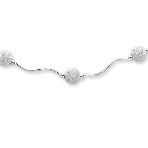 Sterling Silver 16 Inch Laser Bead Necklace
