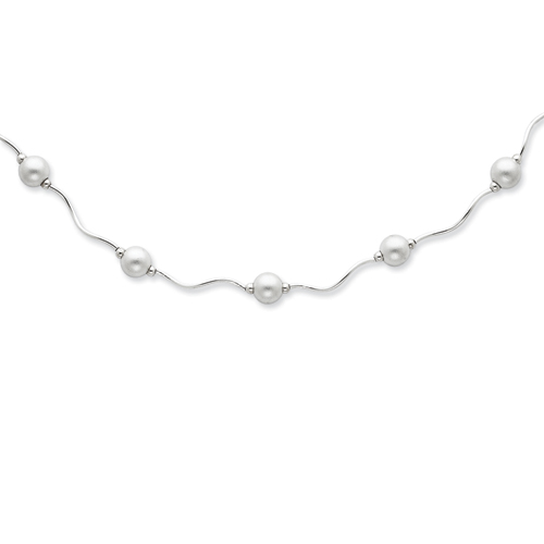 Sterling Silver 16 Inch Satin Beaded Necklace