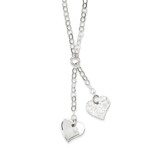 Sterling Silver 18 Inch Fancy Heart Necklace