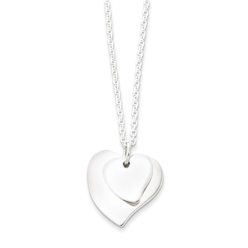Sterling Silver 16 Inch Double Heart Necklace