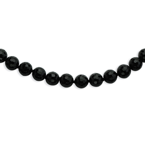 8-8.5mm Faceted Black Agate Necklace