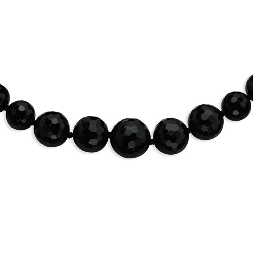 8-16mm Graduated Faceted Black Agate Necklace