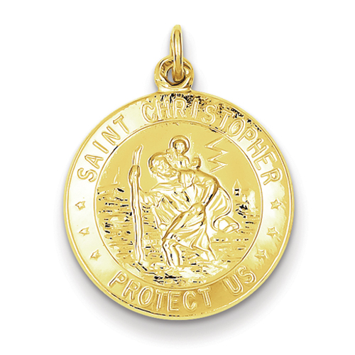 24k Gold-plated Sterling Silver Saint Christopher Pendant