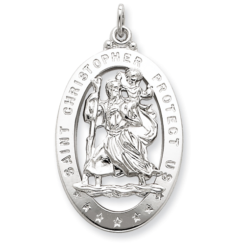 Sterling Silver Saint Christopher Medal Pendant