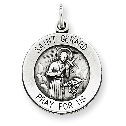 Sterling Silver Antiqued Saint Gerard Medal Pendant