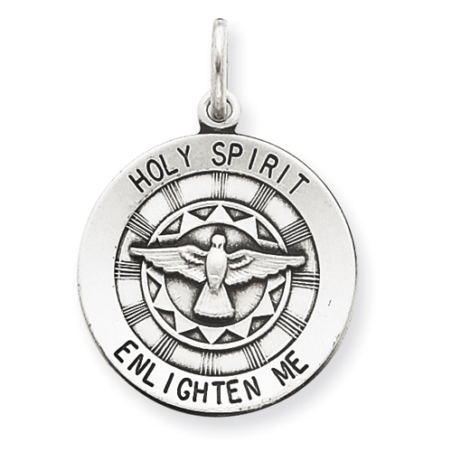 Sterling Silver Antiqued Holy Spirit Medal Pendant