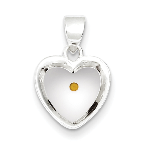 Sterling Silver Enameled with Mustard Seed Heart Pendant