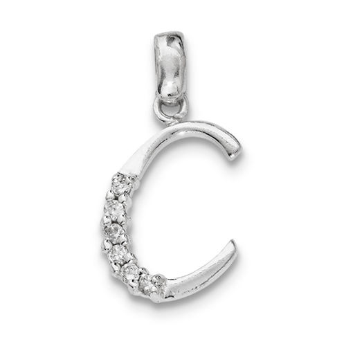 Sterling Silver CZ Initial C Pendant