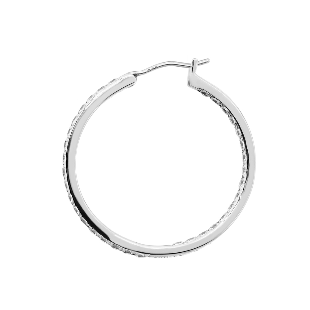 Sterling Silver Cubic Zirconia Round Cut Hoop earrings