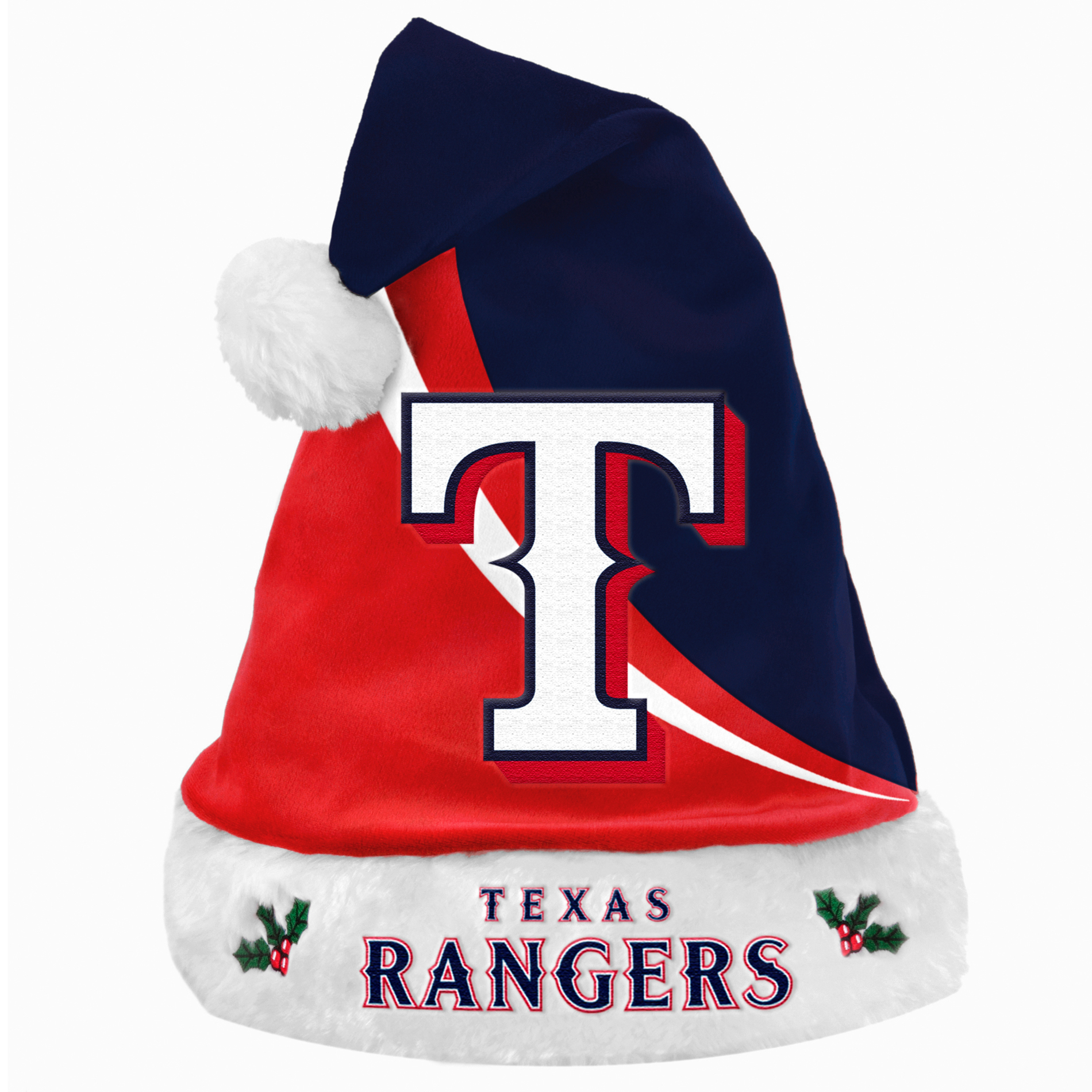 Forever Collectibles Texas Rangers MLB Swoop Logo Santa Hat