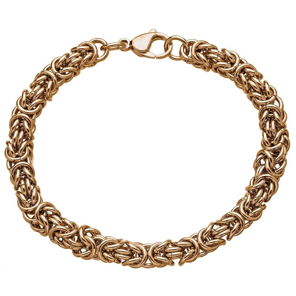 Byzantine Chain Bracelet in Rose Ion Plated Stainless Steel