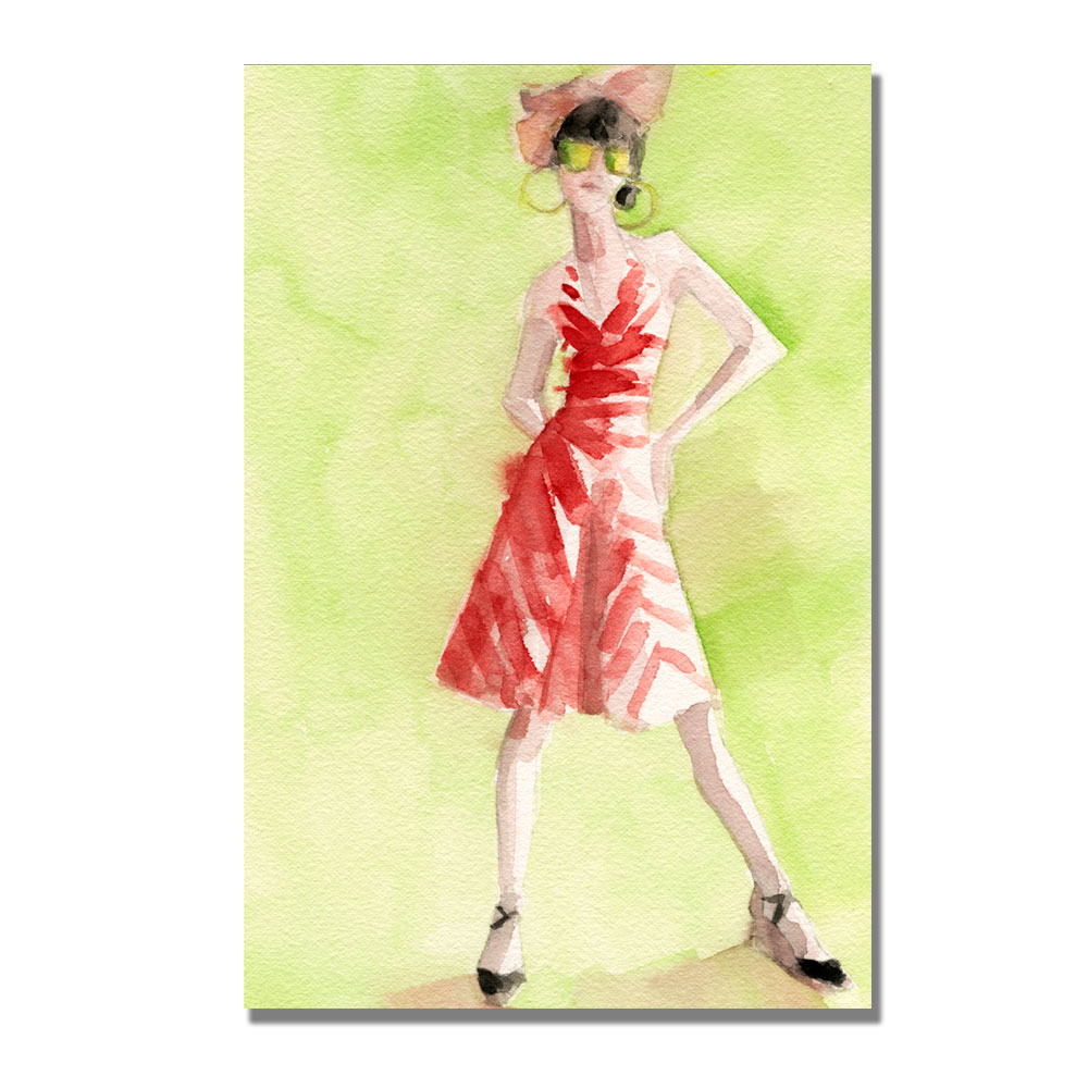Beverly Brown 'Red and White Striped Dress' Canvas Art