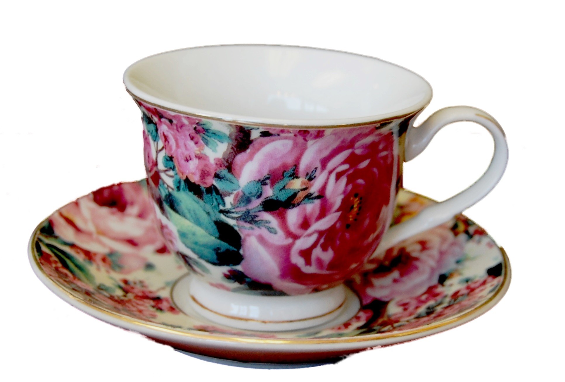 The Queen's Treasures English Rose Pattern Set of 4 Fine China Demitasse Tea Cups - Perfect for Children's Tea Parties