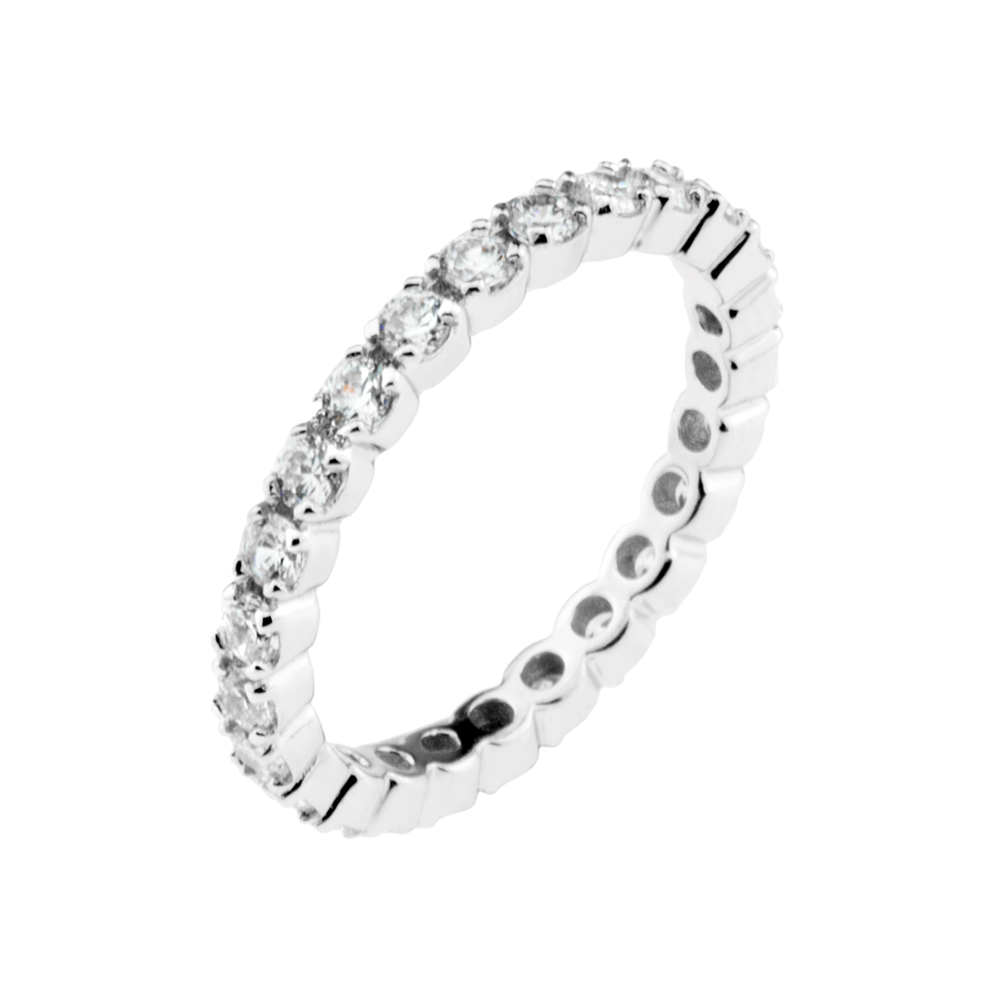 Sterling Silver Cubic Zirconia Round Cut Eternity Ring