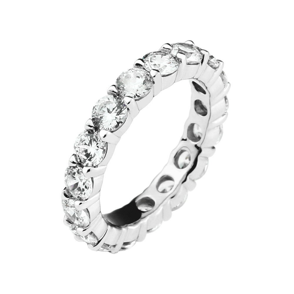 Sterling Silver Cubic Zirconia Round Cut Eternity Rings