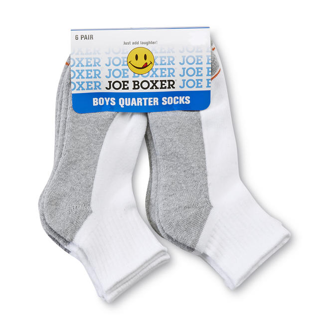 Joe Boxer Boy's 611 SixPair Quarter Socks Gray/White