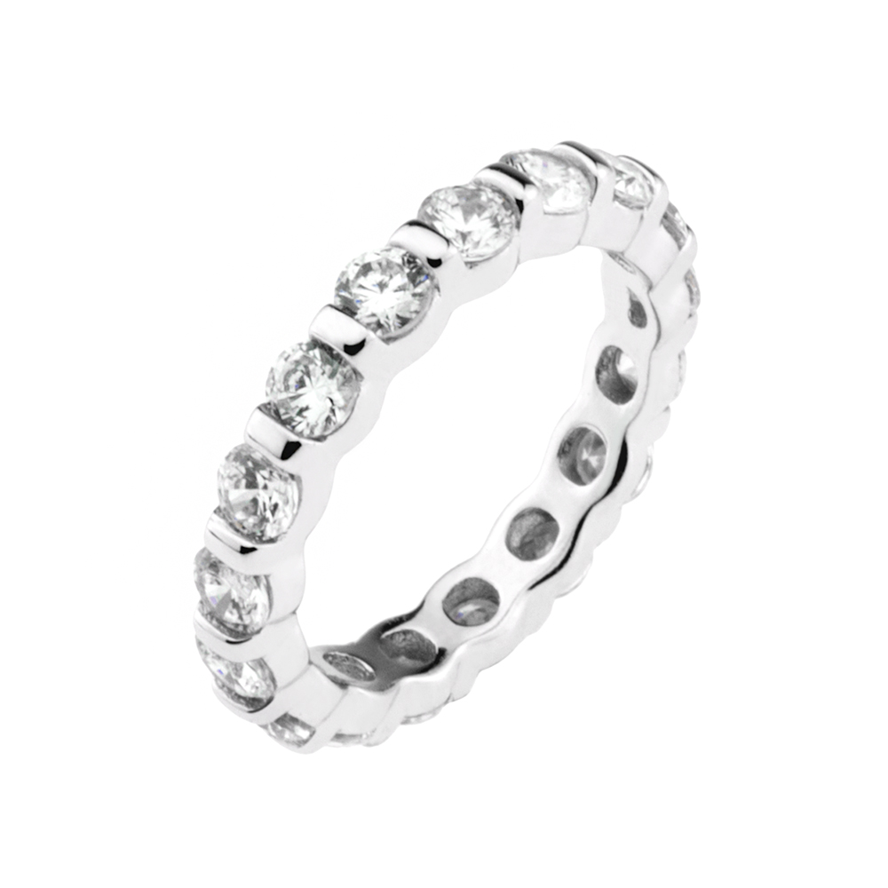 Sterling Silver Cubic Zirconia Round Cut Eternity Ring