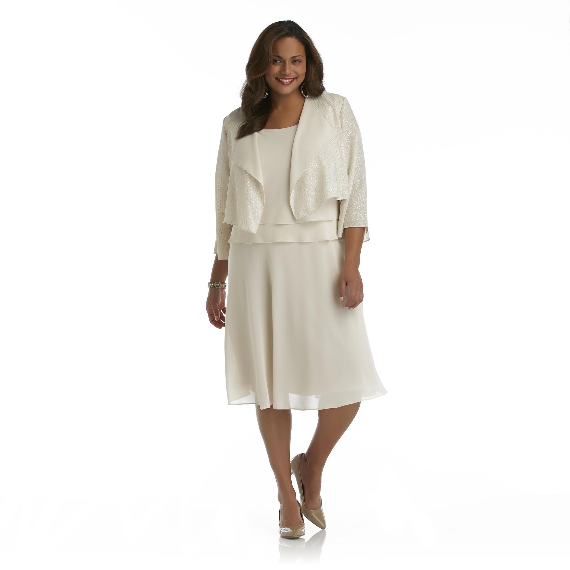 Evanese Women's Plus Size Elegant Long Dress with 34 Sleeves