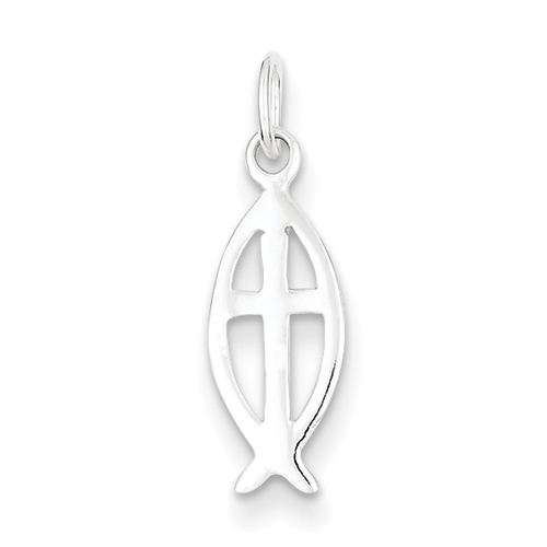 Sterling Silver Ichthus Fish With Cross Charm