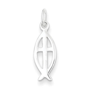 Sterling Silver Ichthus Fish With Cross Charm - Jewelry - Pendants ...
